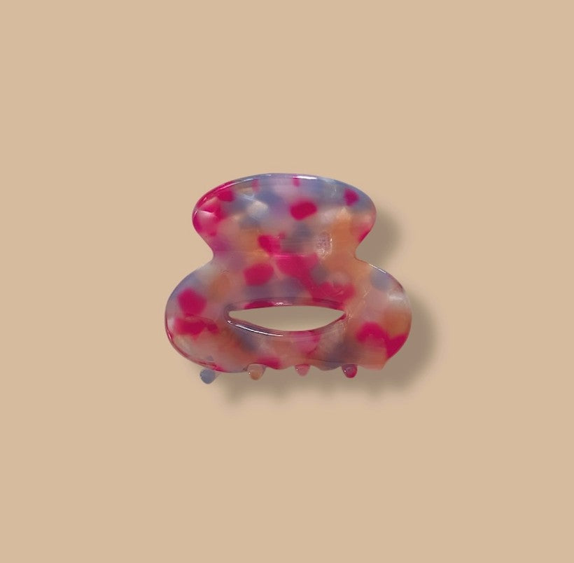 Pince à cheveux - Ovale mini - moucheté rose
