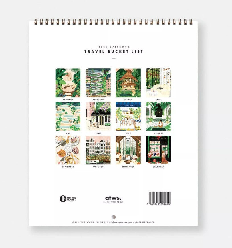 Calendrier 2026 illustré - Travel bucket list 2026