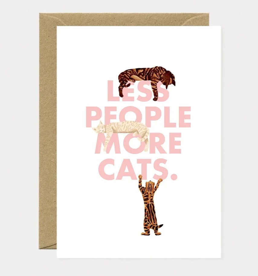 Carte A6 avec enveloppe - Less people more cats