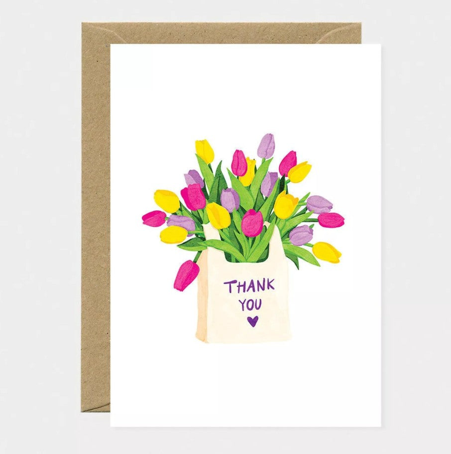 Carte A6 avec enveloppe - Thank you tulip bag