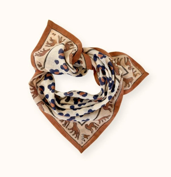Small Foulard Dupitta - Léopard - Rust