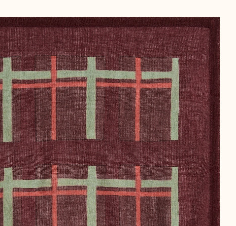 Small Foulard Dupitta - Tartan - Taupe