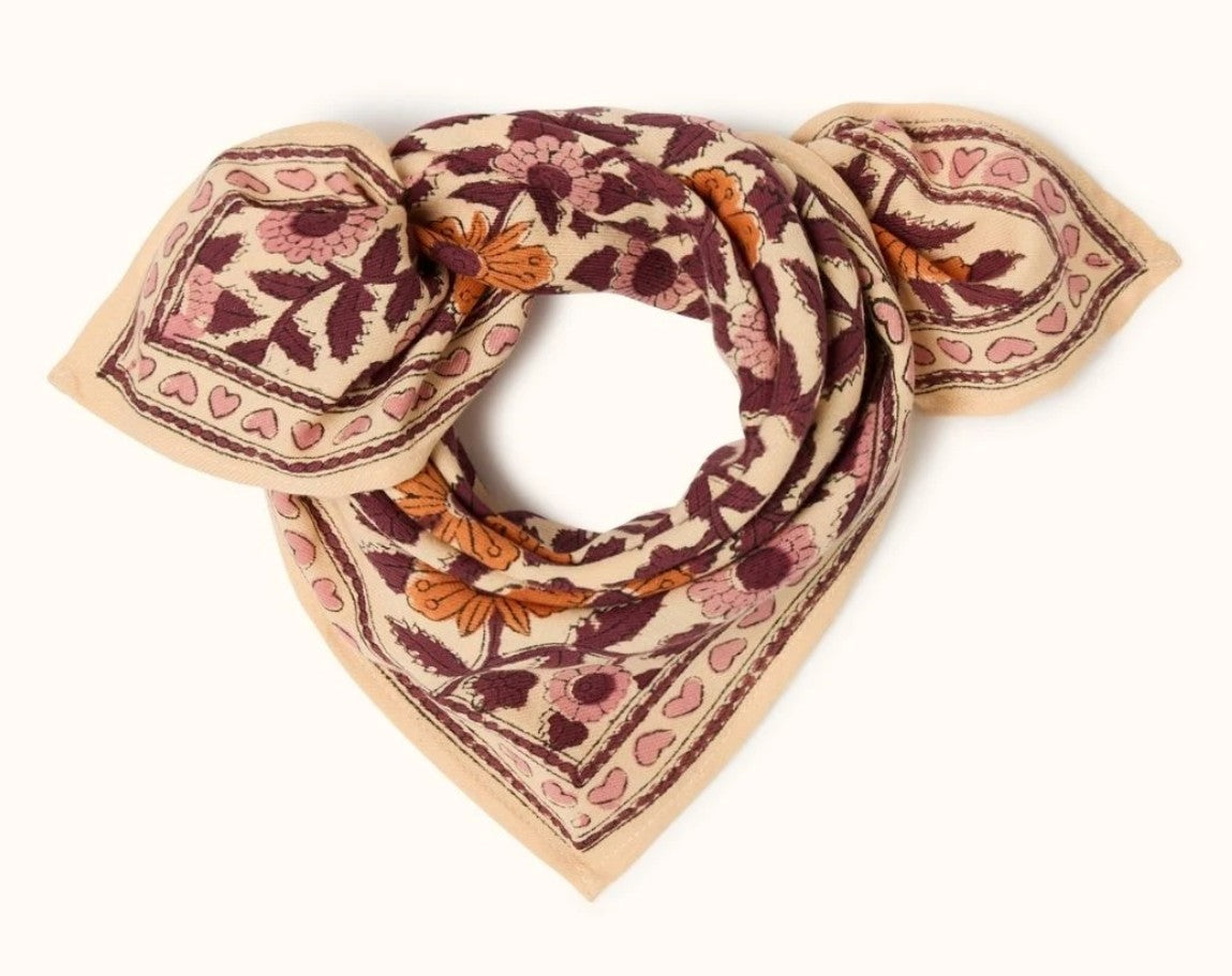Small Foulard Manika - Coeur - Flamingo