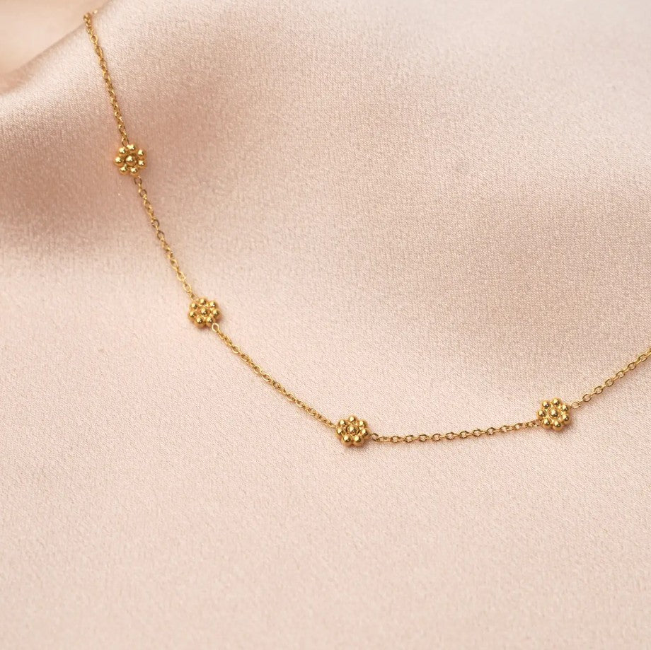 Collier en acier inoxydable - Fleurs