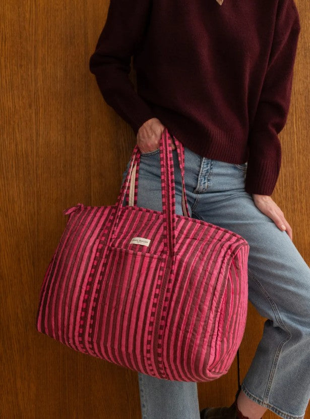 Sac week-end - Stripes - Berry