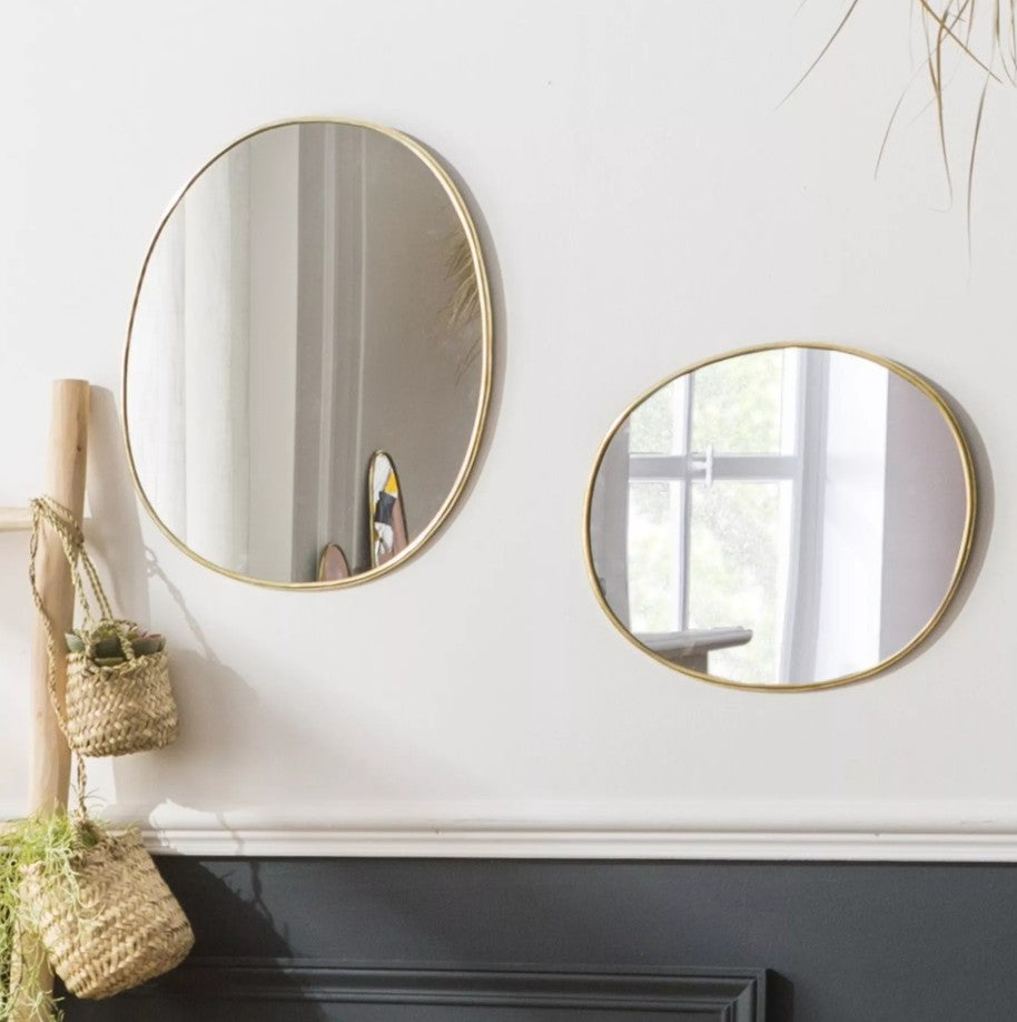 Miroir rond en laiton doré - Medium