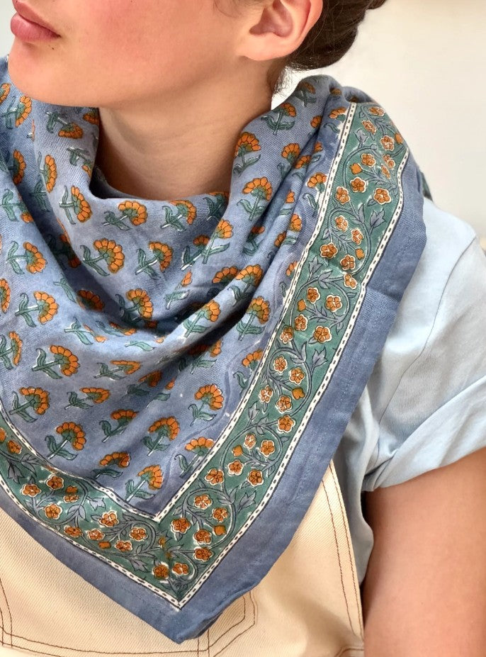 Grand foulard Séléné - Bleu horizon