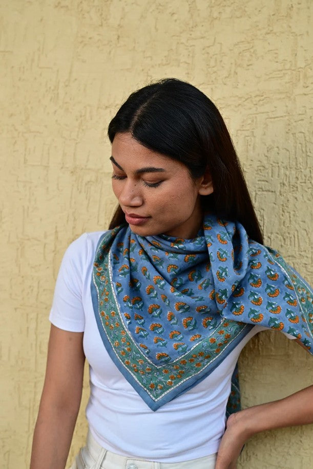 Grand foulard Séléné - Bleu horizon