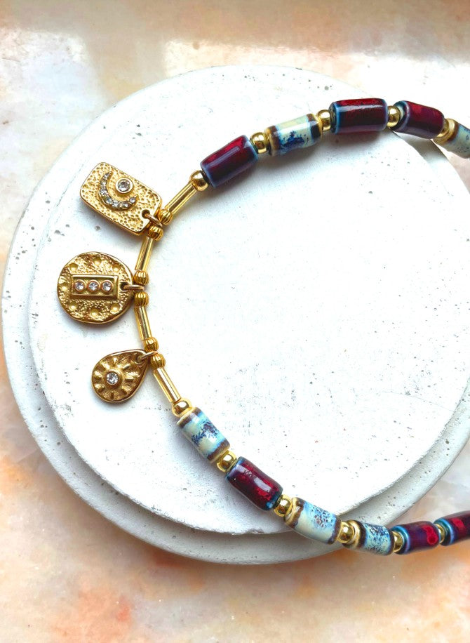 Collier - Songe - Bordeaux/bleu