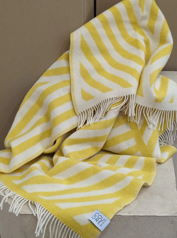 Wool blanket - Frank - Lemon, off white