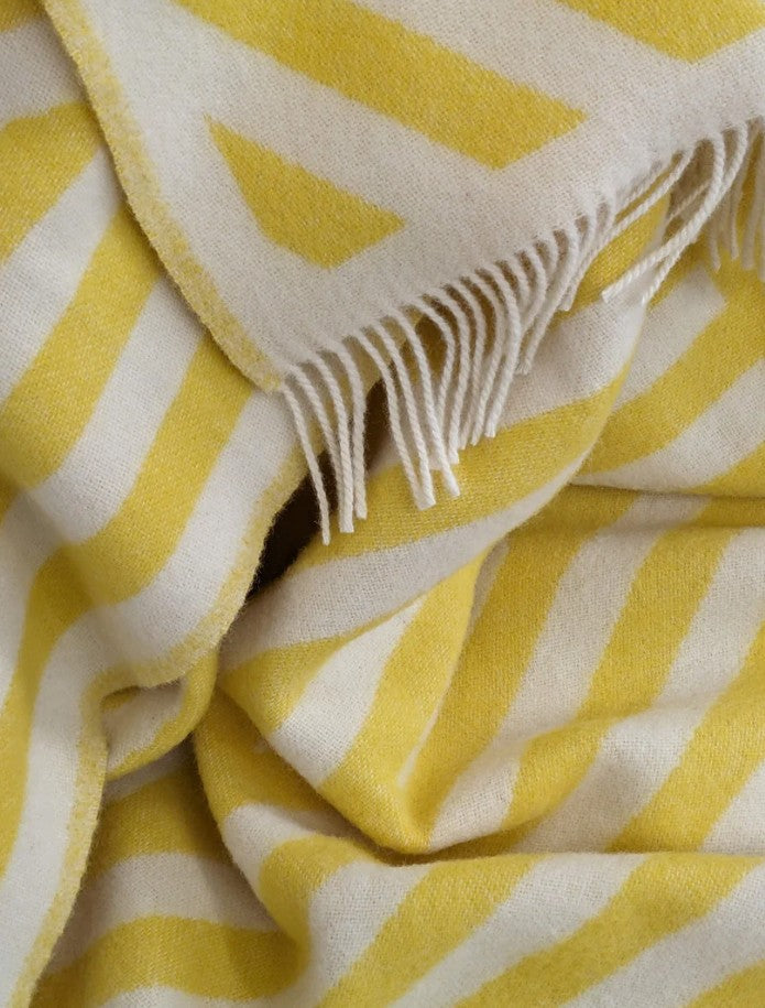 Wool blanket - Frank - Lemon, off white
