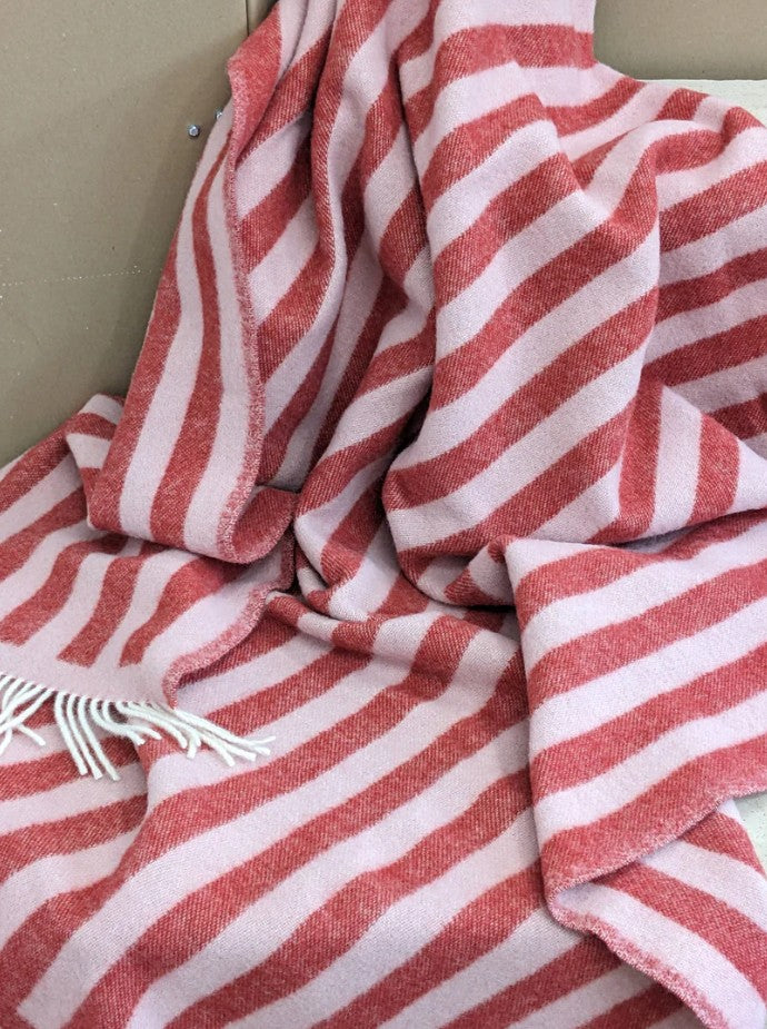 Wool blanket - Stripes - Red, rose