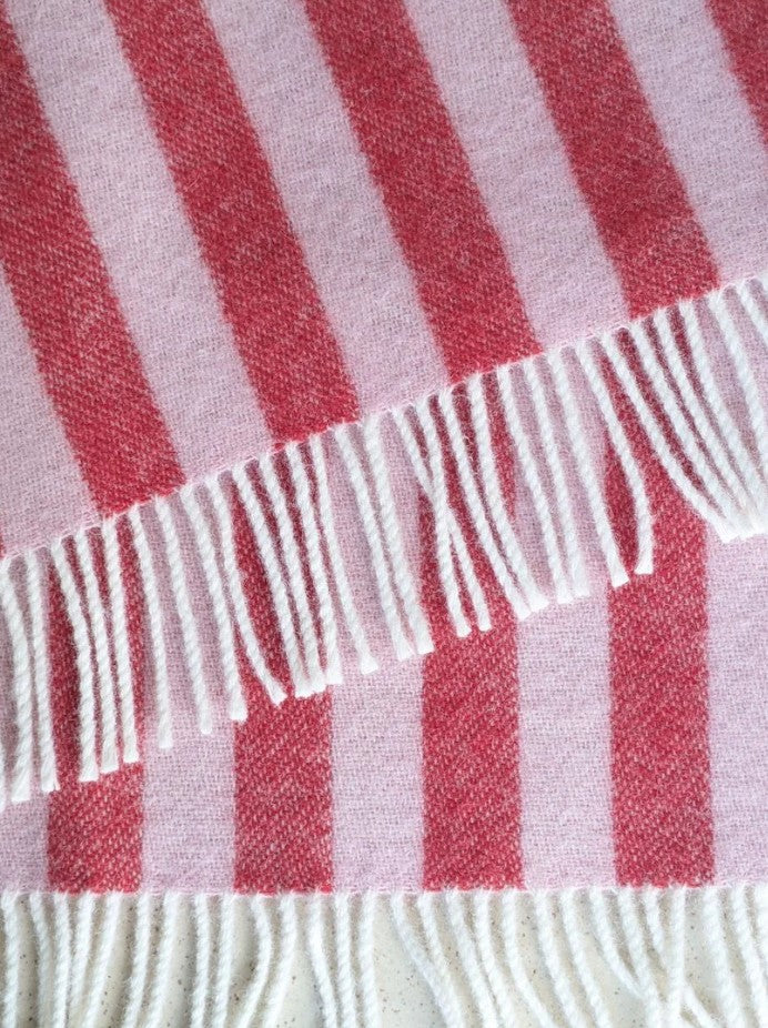 Wool blanket - Stripes - Red, rose
