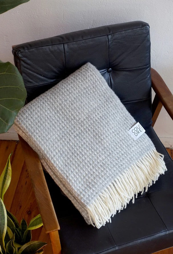 Wool blanket - Waffle - Light granite