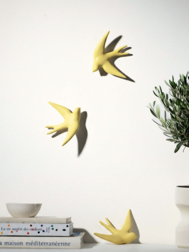 Décoration murale hirondelle - Jaune citrus