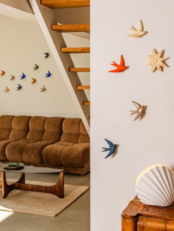 Décoration murale hirondelle - Orange oursin