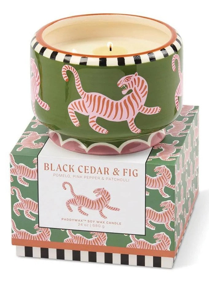 Bougie en céramique XL - A dopo - Tiger - 680g - Black Cedar & Fig