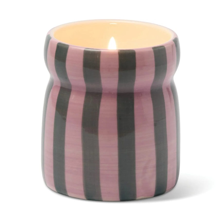 Bougie en céramique - Cabana Christmas - Pink/Green Striped - Cinnamon & Clove