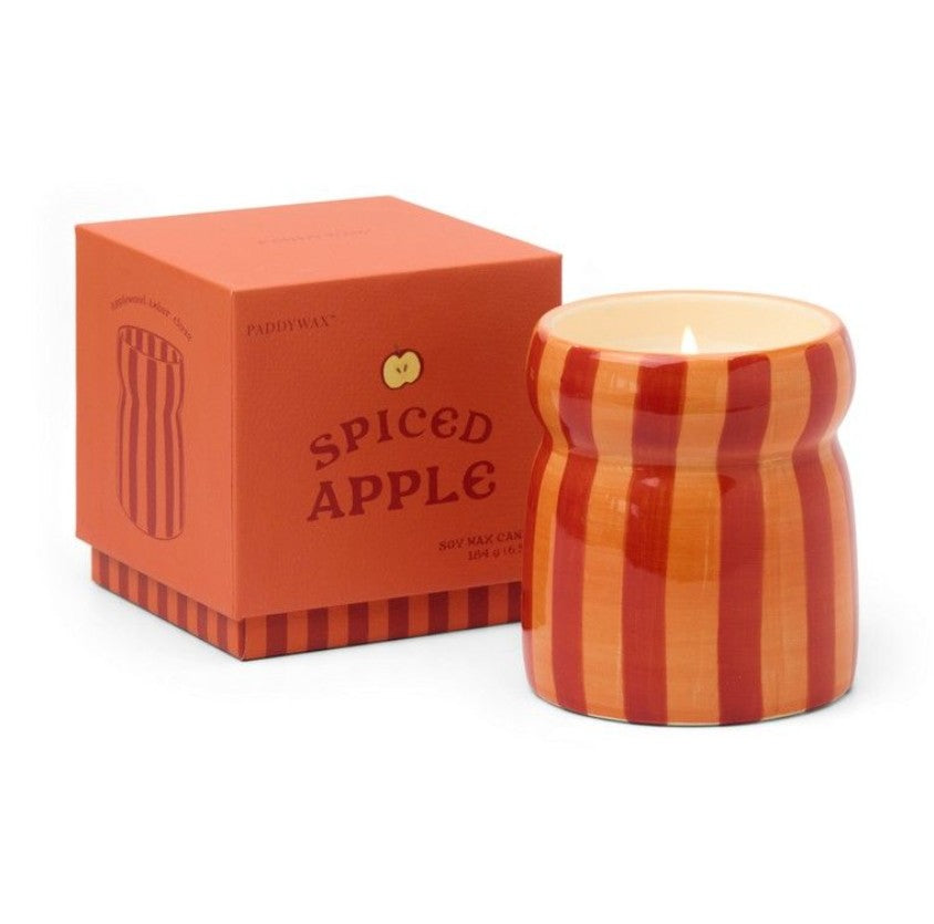 Bougie en céramique - Cabana Red/Coral Striped - Spiced apple