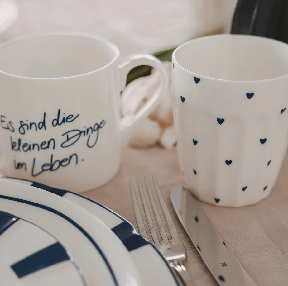 Mug - Petits coeurs - bleu foncé