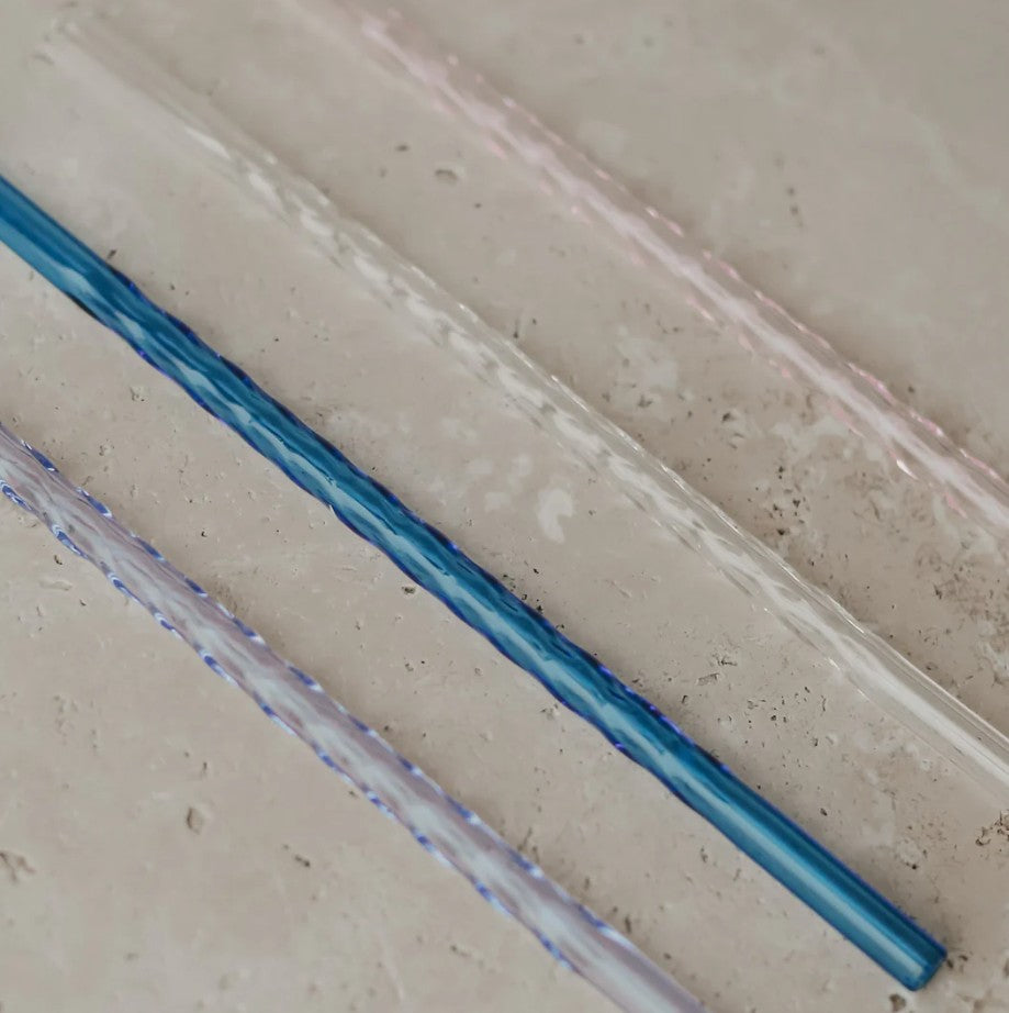 Set de 4 pailles en verre - Twisted - rose