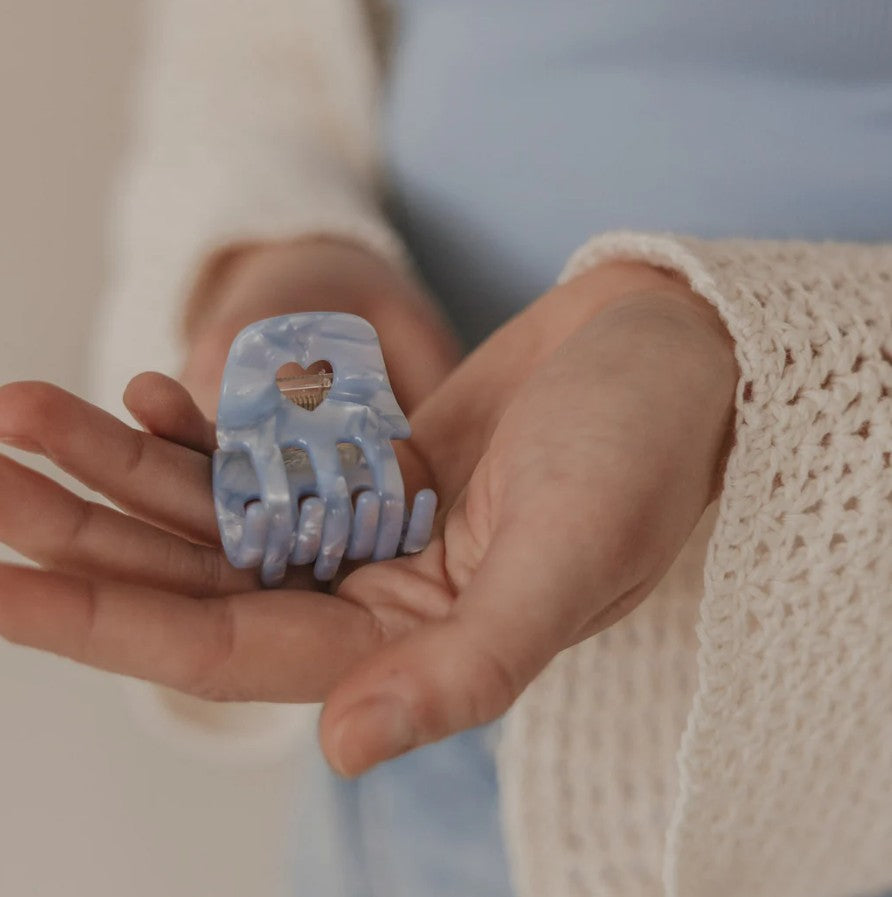 Pince à cheveux - Petite Barrette - Coeur Bleu Ciel