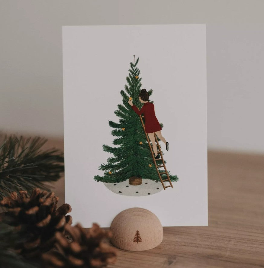 Carte postale - Fille sapin de noel
