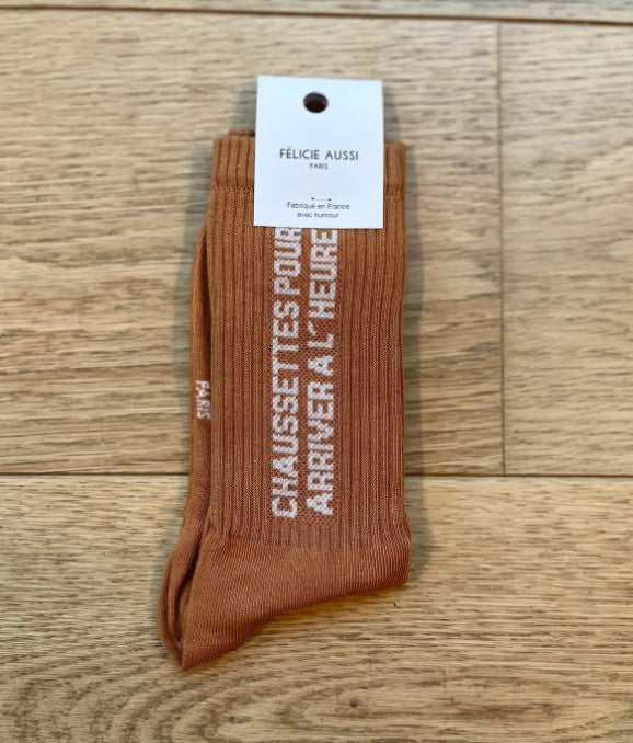 Chaussettes - pour arriver à l'heure - marron - 36/40