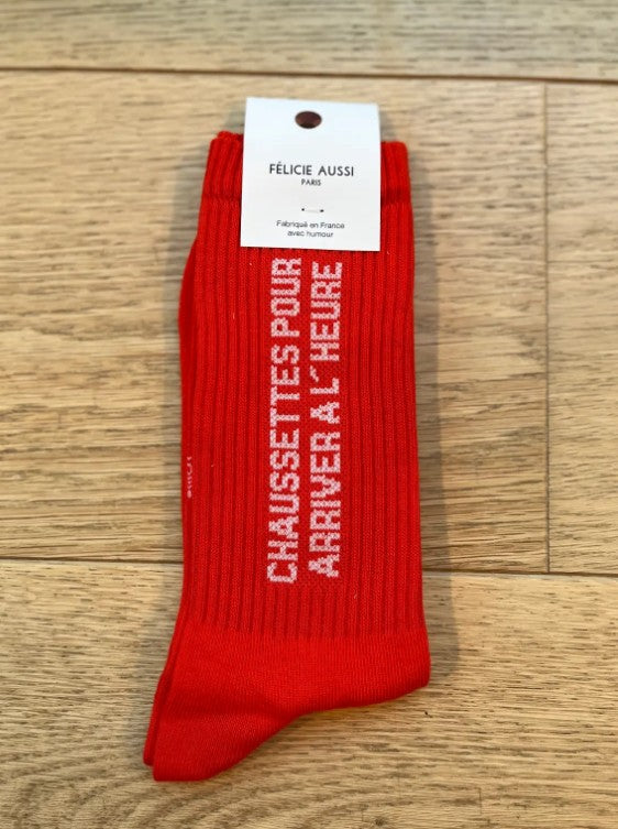 Chaussettes - pour arriver à l'heure - rouge - 40/45