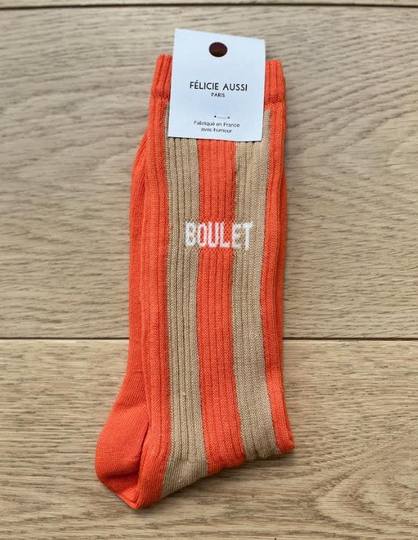 Chaussettes - Boulet - bi-gout sable/orange - 40/45