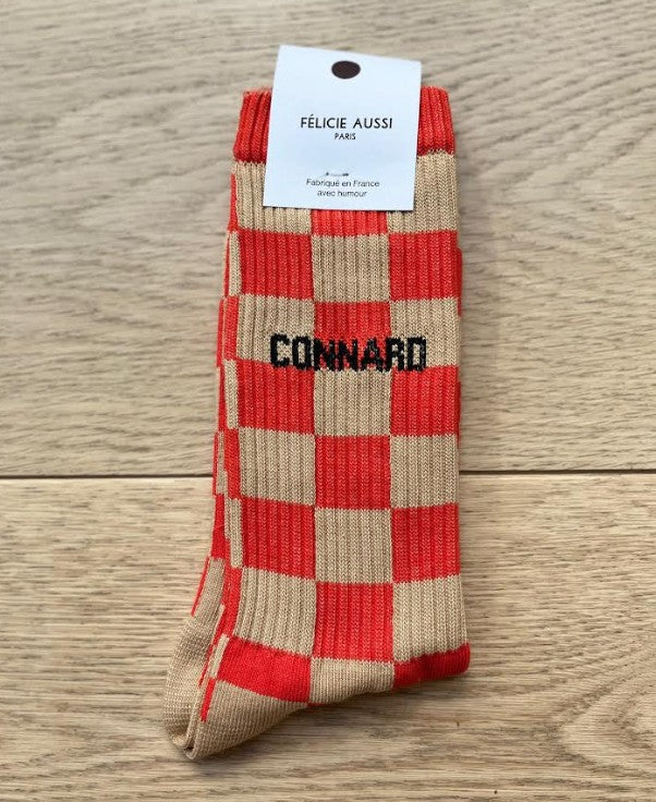 Chaussettes - Connard - Damier sable/rouge - 40/45