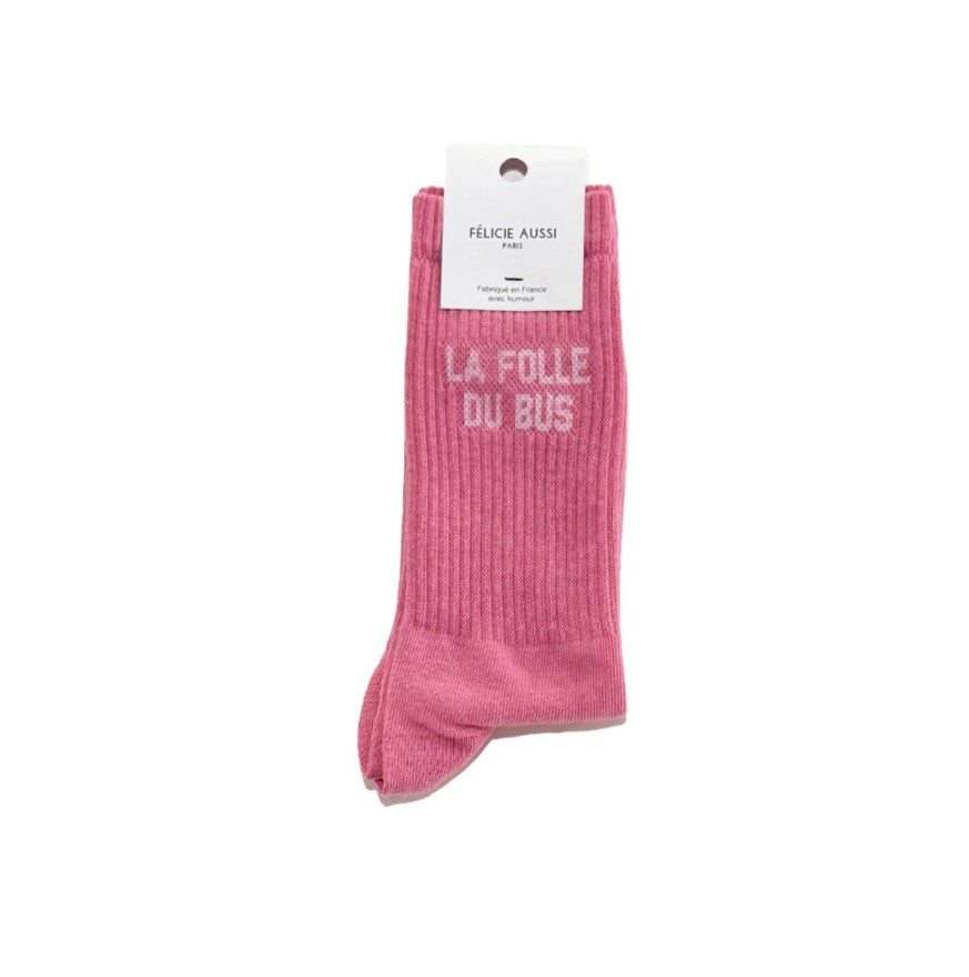 Chaussettes - la folle du bus - rose chiné - 40/45