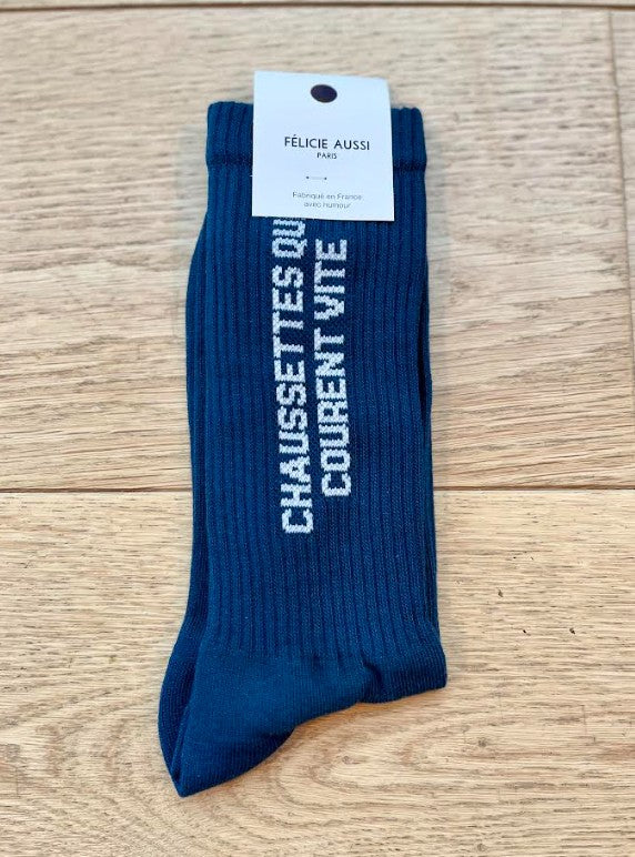 Chaussettes - Qui courent vite - bleu prusse - 40/45