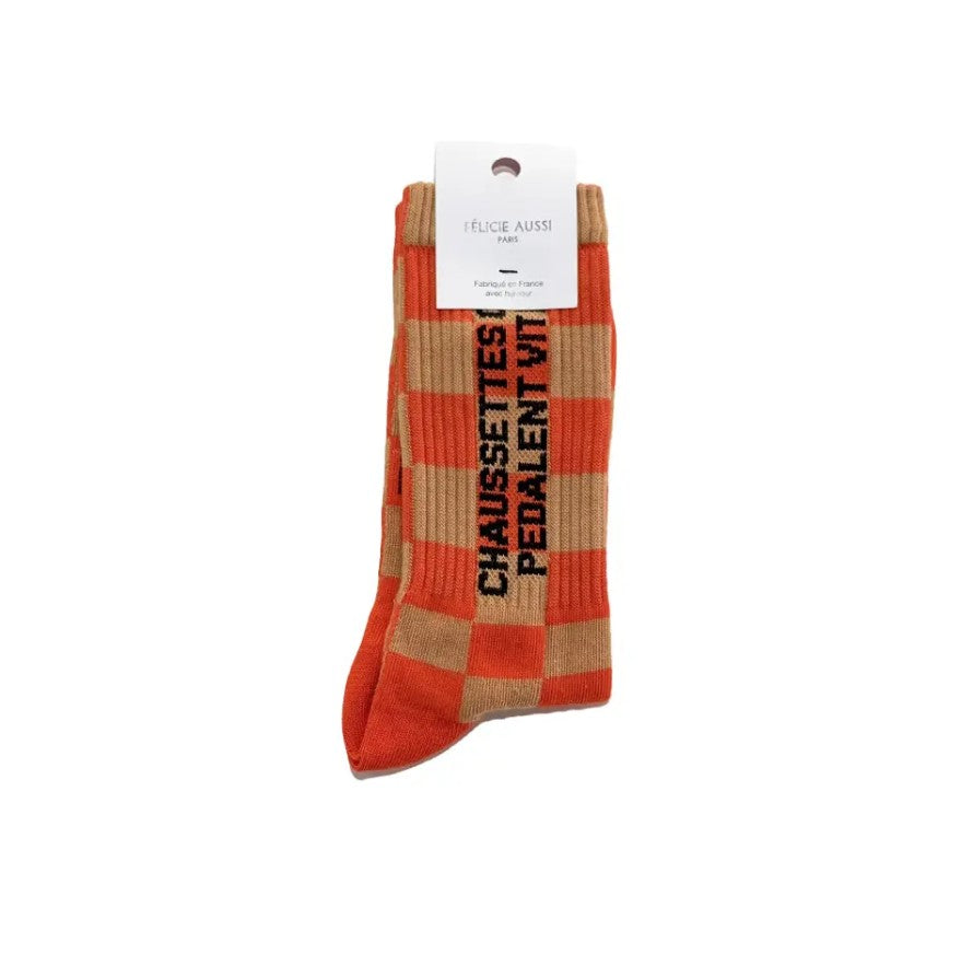 Chaussettes - qui pédalent vite - damier rouge - 36/40