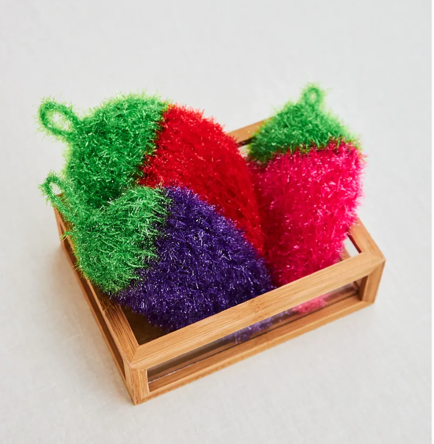 Éponge de vaisselle tricotée - Framboise