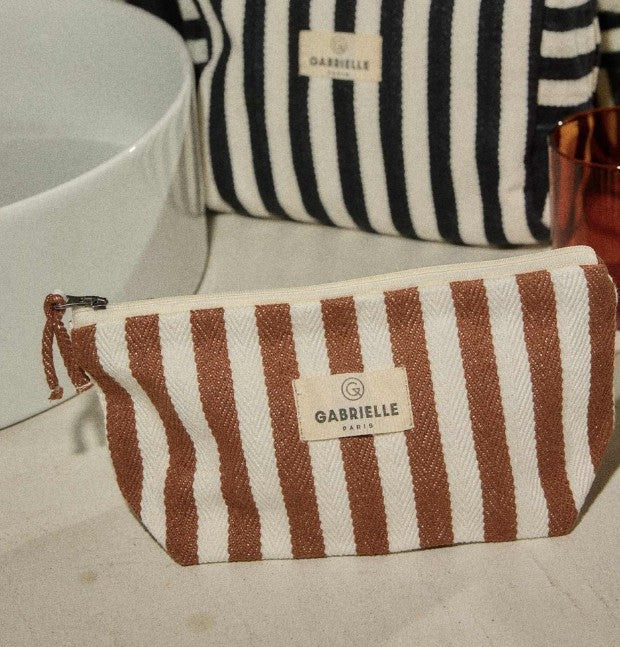 Trousse - Rayures - Moka