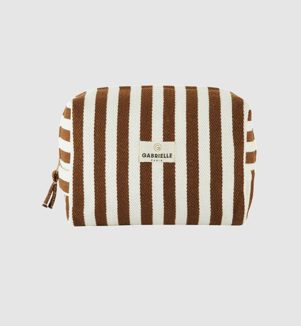 Trousse de toilette - Rayures - Moka