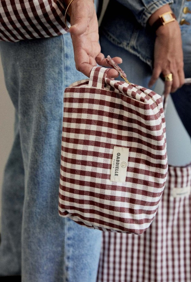 Trousse de toilette - Vichy - Bordeaux