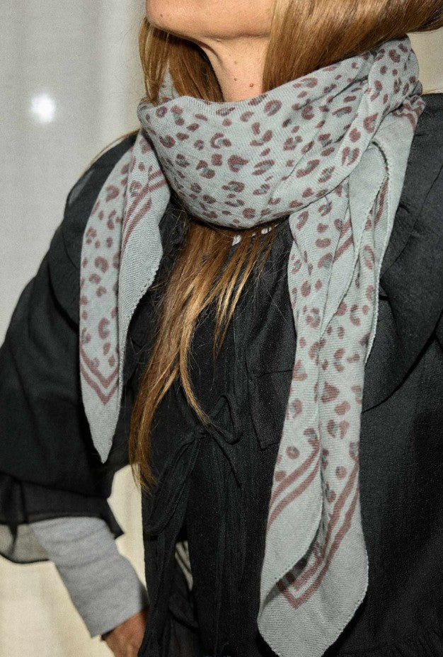 Foulard en laine - Léopard acier