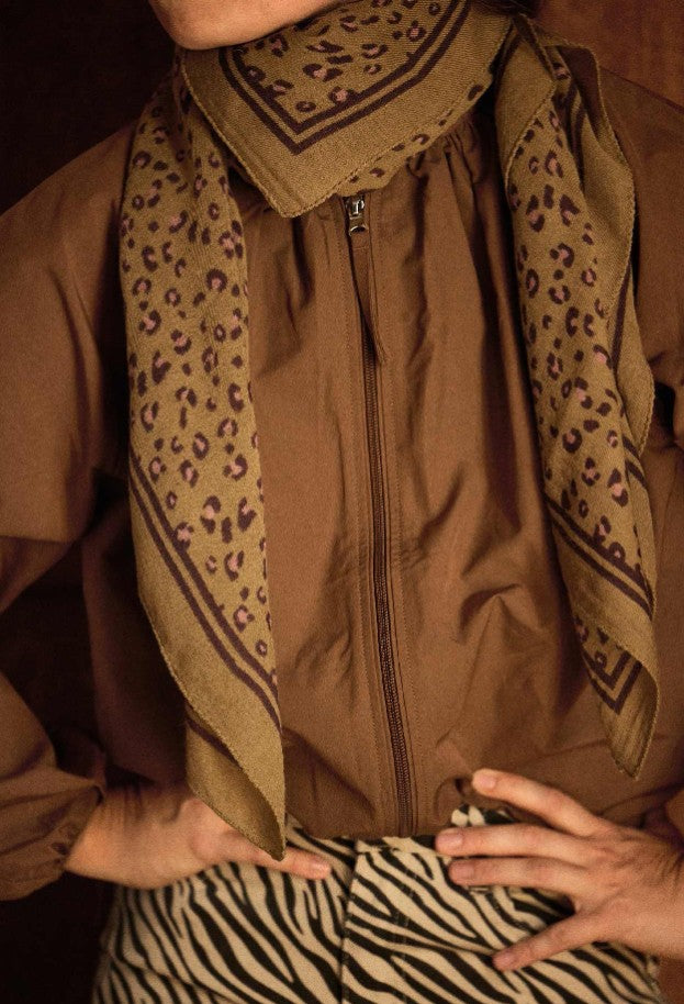 Foulard en laine - Léopard ambre