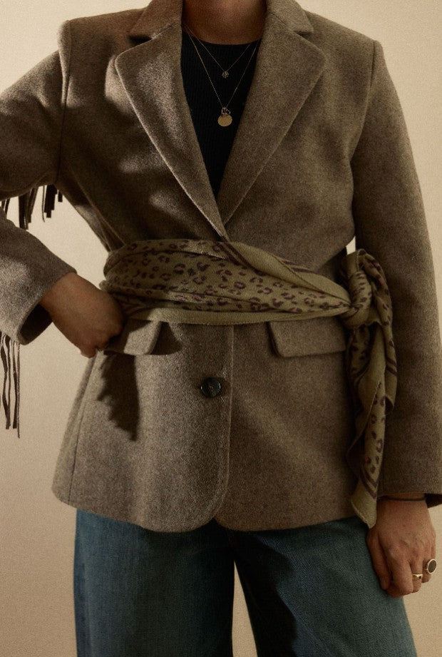 Foulard en laine - Léopard ambre