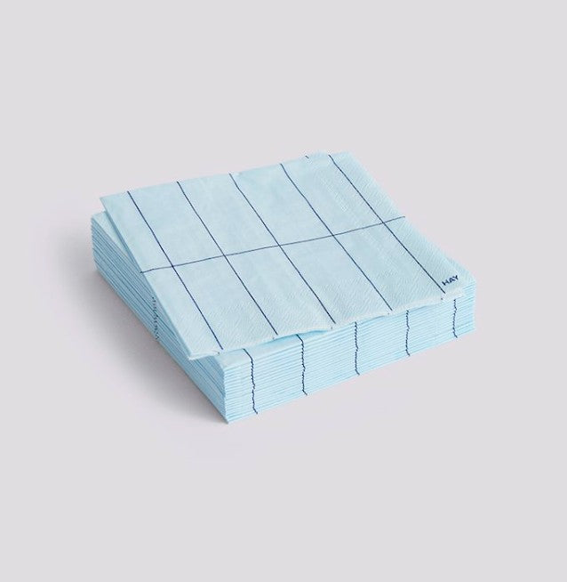 Serviettes en papier - PATTERN - cocktail - light blue and blue grid