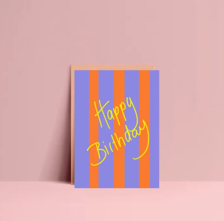 Carte postale - Happy birthday stripes