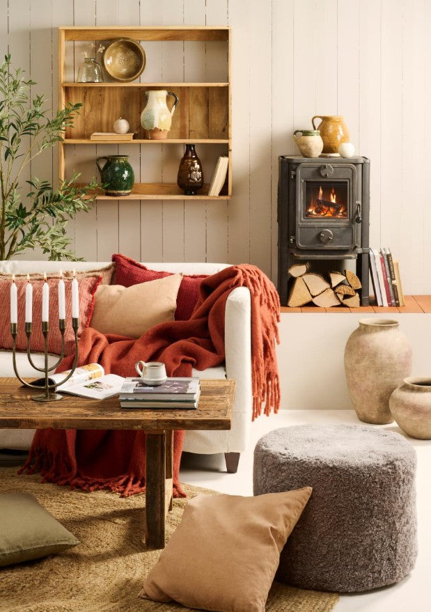 Plaid avec franges - rust - 4600-70