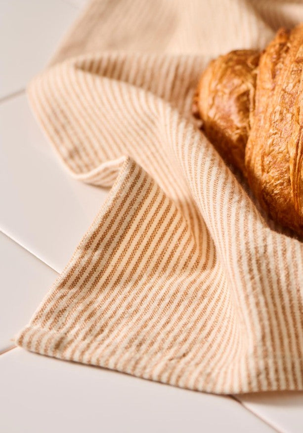 Tea Towel Matilde - Thin rustic brown stripes - 66177-49