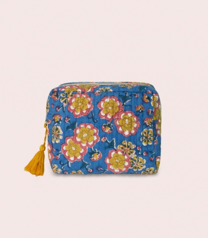 Grande trousse matelassée - Dalia - Bleu