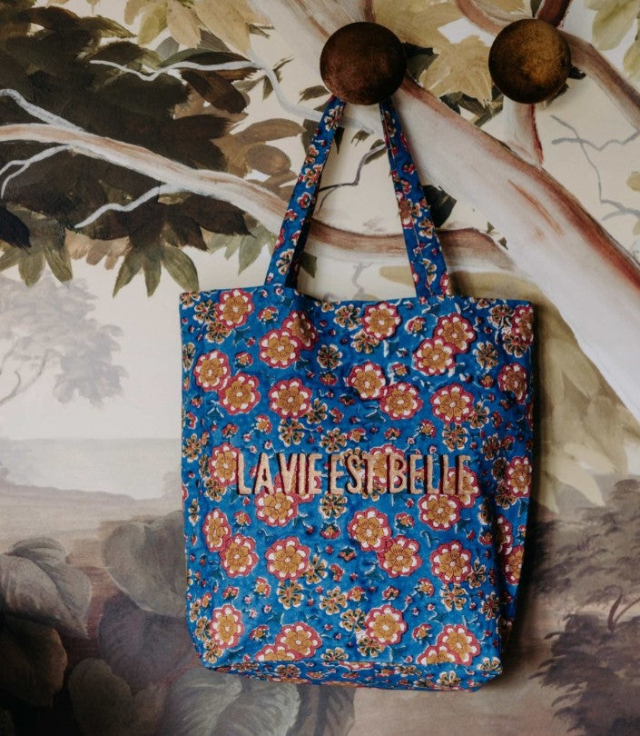 Tote Bag - La Vie Est Belle - Dalia - Bleu