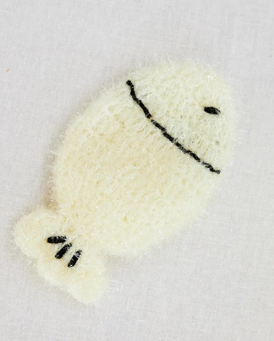 Éponge de vaisselle tricotée - Taiyaki blanc