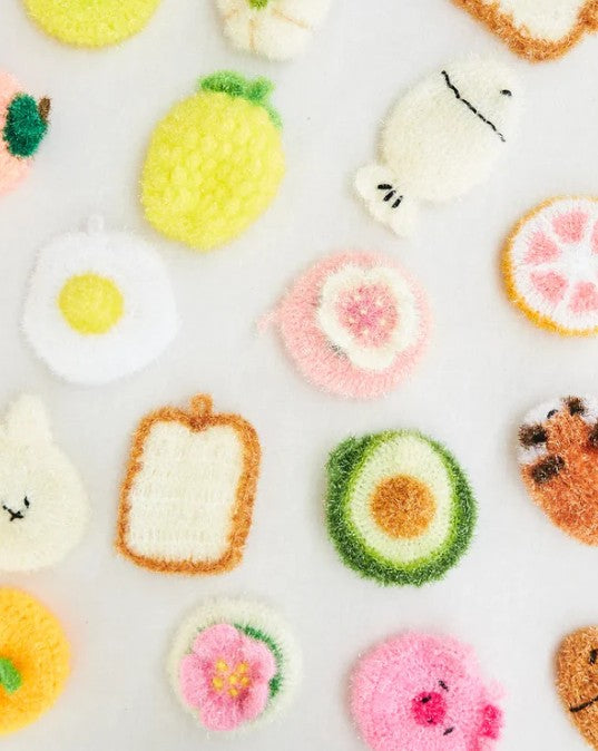 Éponge de vaisselle tricotée - Taiyaki blanc