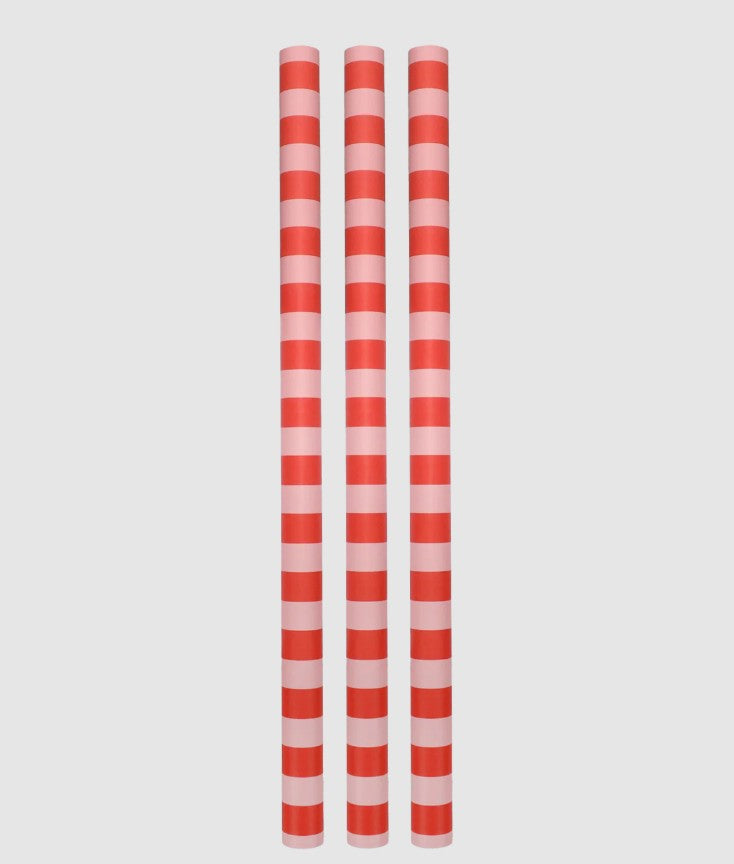 Papier Cadeau - Stripes - Poppy red, litchi